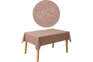 GECO Green ECOmmerce Tovaglia Quadrata Impermeabile 140x140 cm, Antimacchia Lavabile, Plastificata Effetto Tessuto, Retro Felpato Antiscivolo, Ideale per uso Interno ed Esterno (140x140 Marrone)