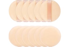 STYQUENZER 6 sztuk 6,5 cm okrągły puff, ultra miękki, kryształowy aksamit puder, do wielokrotnego użytku, nadaje się do prania, kolor skóry, do pudru, do ciała