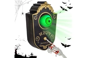 Halloween-dörrklocka med läskiga ljud, ögonglobsdörrklocka, halloween-dekoration, läskig dekoration utomhus, ögonglobsdörrklocka, spökhus, animerad med ljudeffekter, bus eller godisfestrekvisita