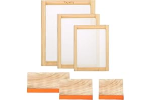 Yayatty 5 Stück Siebdruck Kit Siebdruck Rahmen Set, 3 Größe Holz Siebdruckrahmen mit Mesh, Siebdruck Rakel für Den Siebdruck