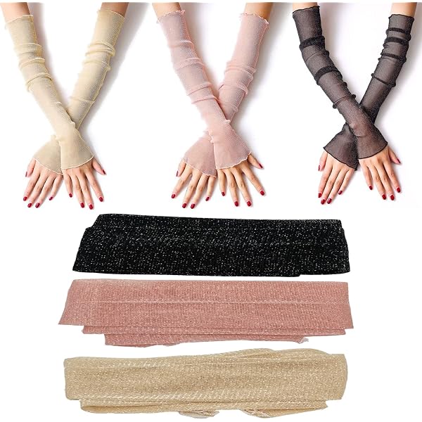 5 Paia Maniche In Pizzo Senza Dita Per Donna - Scaldamuscoli Floreali, Per Coprire Braccia, Estate/Inverno, Colori: Nero, Bianco, Grigio, Rosa, Nudo