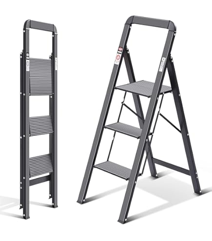 Scala Pieghevole In Alluminio 5 Gradini - Portata 150 Kg, Vaschetta, Guanti Omaggio - Foto 7