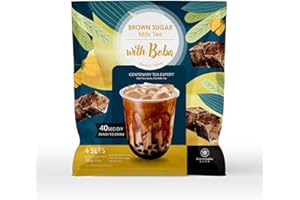 ORIENTAL TEA BOX Nuevo té de leche de burbujas de azúcar moreno con perlas de tapioca Boba (4 paquetes)