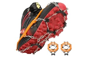 IGnaef Crampons Ice Snow Grips Snow Spikes for Shoes Women Men Kids Anti Slip 19 Stainless Steel Spikes Safe Protect for Hiking Fishing Walking Climbing Mountaineering