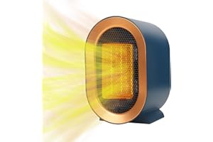 FENSHINE BEAUTY Electric Heater, 1200W Ceramic Heater Fan Heaters with 2 Heat Modes, Overheating & Tip-Over Protection, Plug in Space heaters for Home Low Energy (Blue)