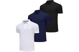 Djtnzdm Polo Golf Uomo Manica Corta Estate Traspirante Essiccazione Rapida Elastico Sportiva Tennis Polo Uomo Poliestere(Pacco da 3)