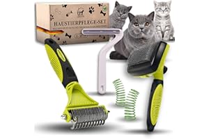 R&M ORIENT ORIENTPAW® Set di 3 spazzole professionali per gatti – Set per la cura dei gatti – 100% comfort e igiene grazie alle setole massaggianti arrotondate – spazzola autopulente per capelli corti e lunghi –