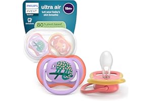 Philips Avent Ultra Air Soothers - Orthodontic Design, for Babies 18 Months+, Soft Silicone Symmetrical Teat, BPA-Free, with Sterilizing Case, 2 Pack, SCF349/47