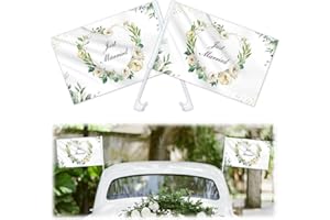 YYSWSAKY 2 Stück Hochzeit Auto Deko, Just Married Autofahne, Fahnen für Wedding Auto, Hochzeitsauto Deko, Hochzeitsdeko Auto Fahne(47×30cm）