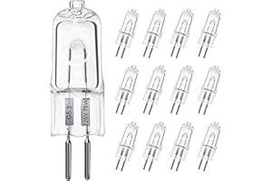 LedWekei Bombillas halógenas G5.3, bombilla de 220 V, 75 W, bombilla de cápsula transparente de 2 pines, bombillas de luz blanca cálida regulables de 2700 K (paquete de 12)