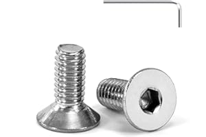 Tunejoy Tornillo Avellanado M4 x 10 mm Tornillos de Cabeza Avellanada Hexagonal de Acero Inoxidable A2 V2A Norma DIN 7991 con llave Allen Rosca Completa 20 Piezas