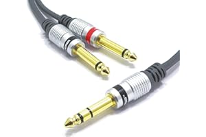 Kabel Jack 6,3 Stereo na 2x Wtyk Jack Mono 3m VITALCO Przewód Duży Jack 6,3mm TRS 2x Jack TS