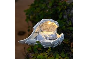 Tuzsocr Solar Katze Hund Gedenksteine, Katze Engel Figur Denkmal mit LED-Solarlicht, Wetterfest Hund Grab Marker Tribut Statue, Grabschmuck für Haustier mit Engelsflügeln für Garten Friedhofs (Katze)