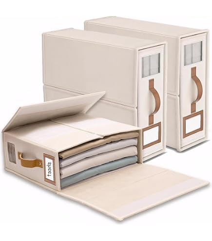 2 Organizer Per Biancheria Pieghevoli In Oxford - Con Cerniera E Finestra, Per Lenzuola, Coperte E Vestiti, Beige