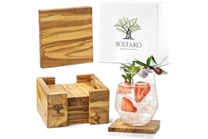 SOLTAKO Sottobicchieri rustici in legno d'ulivo, set di 6 sottobicchieri resistenti al calore, ceppo di legno d'ulivo con foro, portacandele, set di ceppi decorativi, decorazione di San Valentino