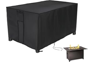 Fenghome Fire Pit Cover Rectangular, Waterproof Windproof Gas Fire Pit Table Cover Heavy Duty Outdoor Fireplace Cover-113x83x58cm (Black)