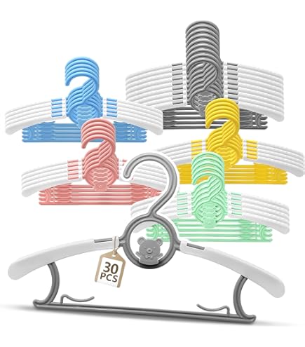 JSF 20 Stuks Meegroeiende Kleerhangers Voor Kinderen, 28 Cm 38 Cm Verstelbare Kleerhangers Haken Stapelbare Babykleerhangers Kinderkledinghangers Kinderkleding Babygarderobe 3619869844