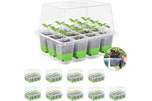 MIXC Zimmergewächshaus Anzuchtkasten,Wiederverwendbar Anzuchtplatte,10 Stück 120 Zellen Mini Gewächshaus Klein Anzuchtset mit Erhöhten Deckel Pflanzen Anzucht für Sämlinge,Grün