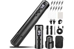 INKCHUM Wireless Permanent Make Up Maschine mit 2 Batterien,Übungsfelle, Becher und Handschuhe,10W Motor OLED Display-Ausrüstung für Profis und Anfänger Rotations PMU Maschine