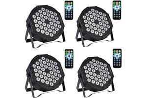 DJBoomy LED Stage Dj Par Lights: 36 Led RGB Party Light Uplights with Sound Activated Remote DMX Control for Disco Dance Wedding Club Christmas Birthday Music Party Stage Lighting (4 Pack)
