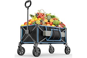 Folding Festival Trolley on Wheels - Morpilot Foldable Camping Cart Pull Along Wagon 150lbs Heavy Duty Trolley for Beach Shopping Fishing Picnic Outdoor