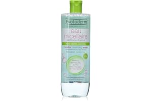 EVOLUDERM - Eau Micellaire Démaquillante Peaux Mixtes à Grasses - 500 ml - 93% d'Origine Naturelle - Végan - Fabrication Française