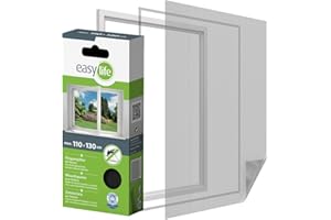 NUTRITRUST Easy Life Moustiquaire pour fenêtre avec Bande Velcro Anthracite 110 x 130 cm