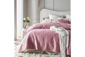 ROOM99 Feel Elegante Colcha en Color Rosa 200 x 220 cm, versátil como Colcha o Manta para sofá o Cama, Ideal como Colcha de Terciopelo