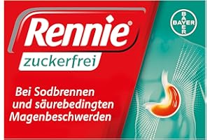‎RENNIE Rennie zuckerfrei, lindern Sodbrennen und säurebedingte Magenbeschwerden, für Schwangere und Diabetiker geeignet, 36 Kautabletten