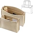 X spring Purse Organizer Insert, 2Pcs Felt Purse Organiser Insert with Zipper, Premium Microfiber Handbag, Shaper Tote Bag, Organizer Insert Fit Toiletry Pouch, Large and Small Bags