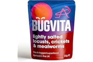 BUGVITA Lightly Salted Locusts, Crickets & Mealworms | 20g | Farmed in the UK | Ready to Eat | For Human Consumption