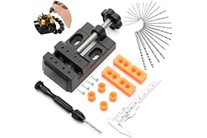 FL HUA 25 Pcs Hand Drill Bits Set and Adjustable Small Drill Press Vise, Black Metals Precision Pin Vise Hobby Drill, Pin Vise Mini Drill Set Making for Woodworking Model Jewelry