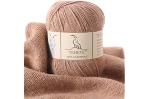 TEHETE Lana Gomitolo,100% Cashmere Filo Filati per Maglieria e Uncinetto, 3-Strati 50g 250m, Perfetto per Il Fai da Te e Il Lavoro a Mano-Cachi