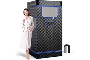COSTWAY 3L Sauna de Vapor, Tienda de Sauna Completa con Generador de Vapor, Control Remoto, Masajeador de Pies y Silla Plegable, Tienda de Sauna Ligera para Una Persona, 91 x 91 x 183 cm (Negro)