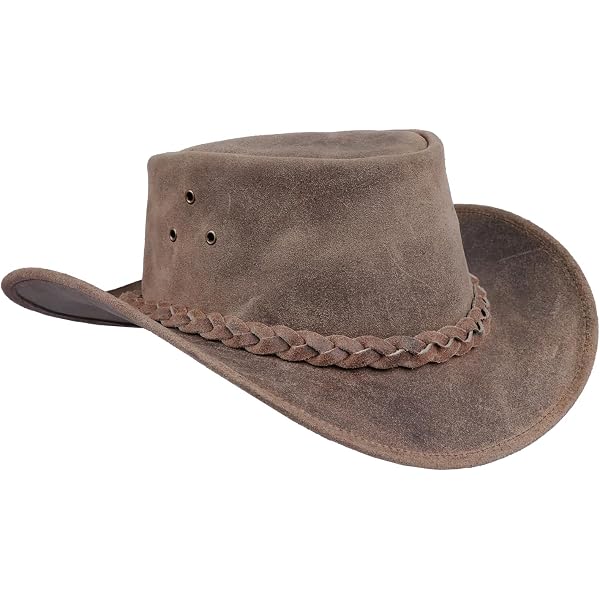 Chapeau Cowboy Henschel Outback Marron Cuir Taille M - Occasion Légèrement Usé, Style Western, Fabriqué USA