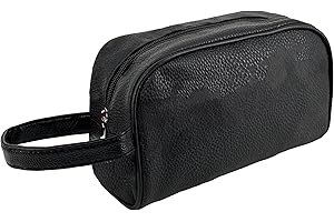 JOPHY & CO. Pochette Uomo da Polso in Pelle, Beauty Case, trousse da viaggio, Borsello piccolo a mano con cinturino (Nero Lichi Unito)