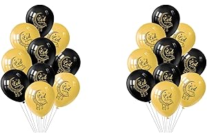 PLULON Eid Mubarak Decorations Set, EID Mubarak Balloons Banner Eid Mubarak Latex Balloons Foil Moon Star Balloons for Ramadan Kareem Decorations Islamic Muslim Party Supplies