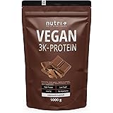 Nutri + Proteine Vegane in Polvere Cioccolato 1kg - Soia Pisello Girasole - Frullato Proteico Vegano Chocolate 1000g Senza La