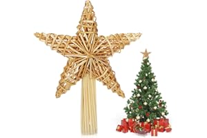 LGZIN Estrella Arbol de Navidad, Punta del Árbol de Navidad Paja, Adorno Navidads Copa del Árbol, Topper de Estrella del Árbols de Navidads, Decoración de Árbols de Navidadss