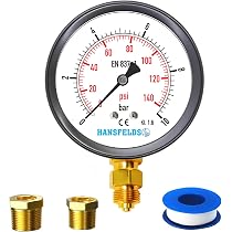 Produktbild von Manometer 0–7 Bar (0–100 PSI) – 62 Mm Durchmesser, 1/4 Zoll, Mit Adaptern, Für Pumpen & Druckbehälter