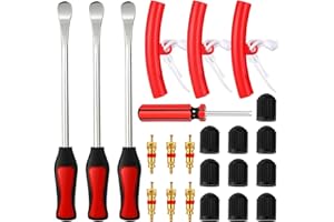 Royouzi Reifenheber Reifen Montiereisen 23 Anzüge, 3pcs Reifenheber Montierhebel Werkzeug 3pcs Rad Felge Protektoren Tool Kit 10 Reifenventilkappen und Kappen Werkzeugsatz für Motorrad Fahrrad