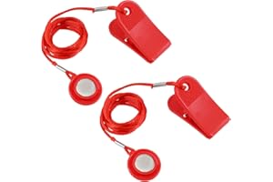 Apausvcm 2 Stück Laufband Sicherheitsschlüssel,Universal Laufband Magnet Sicherheitsschloss,Runder Sicherheitsschlüssel für Laufbänder,Not-Stop-Zubehör für Die Meisten Laufbänder-Rot