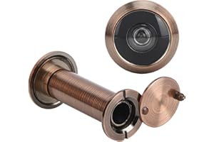 QINLORGO Visionneuse de porte de sécurité à 220 degrés, antivol Visionneuse de porte de sécurité à angle de vision de 220 degrés avec couvercle arrière pour un usage domestique(16mm-Couleur bronze rouge)