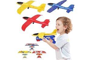 LEADSTAR Avion Polystyrene Enfant,3 Pack Avion Jouet Mousse avec Pistolet Catapulte,Planeur Enfant,Avion Jouet Enfant,Jouet ModèLe Mousse Avion Jouet pour Enfants GarçOns Filles Jeux De Plein Air