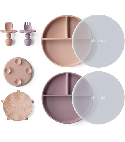 Tiny Dining Ocker Silikon Baby Saugnapf & Löffel Set Kleinkind Füttern