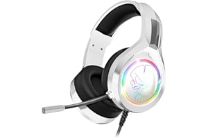 SPIRIT OF GAMER - PRO H8 | Cascos Gaming Blanco RGB con Micrófono | Compatibles con PS5, PS4, Xbox, Switch y PC | Audio Estéreo 2.0 | Salida USB y Jack | Almohadilla de Piel y Diadema Ajustable