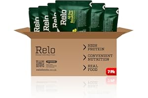 Relo All Day Breakfast | 350g Ready-to-Eat Survival Food Pouches | Camping Food Pouches with High-Protein (41g), High-Fibre, Low-Fat, Low-Sugar, Low-Cal, Low-Carb, Keto-Friendly (7 Pack)