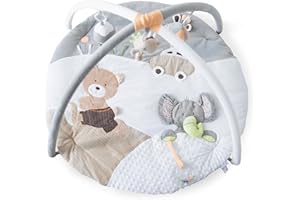MINIDREAM Mini Dream Baby Play Mat Activity Gym & Playmat Musical Baby Playmat Suitable from Birth, Discovery Play Gym with Detachable Activity Toys - Safari
