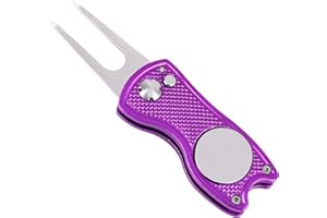 Mile High Life Ganzmetall Faltbares Golf Pitchgabel mit Pop-up Taste & Magnetkugel Markierung (Mehrere-Farben/Formen)