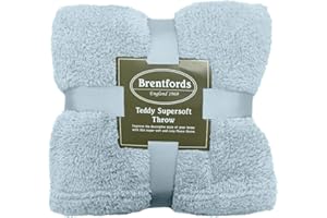 Brentfords Teddy Fleece Blanket Large Throw Over Bed Plush Super Soft Warm Sofa Bedspread, Duck Egg - 150 x 200 cm